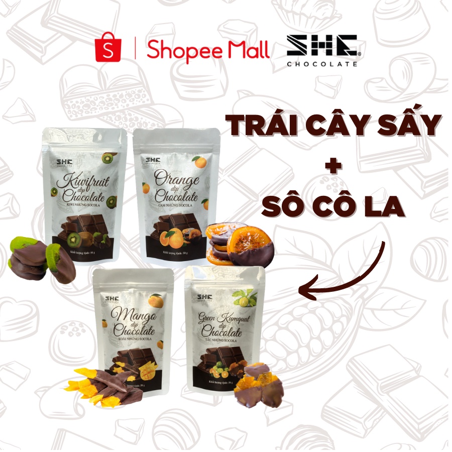 フルーツのチョコレートディップ オレンジ、金柑、マンゴー、キウイ  50g SHE Chocolate