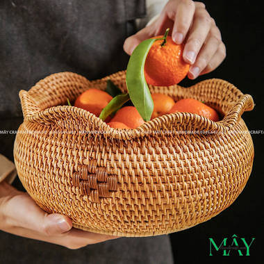 籠 お花、果物用  竹&籐製 手工芸 MAY Craft