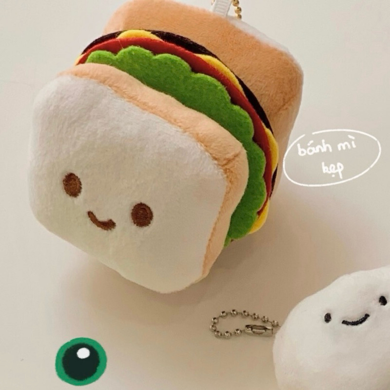 Fuzzy Buddy ハンバーガー型ぬいぐるみキーホルダー ふわふわ素材 小さめサイズ Fuzzy Buddy
