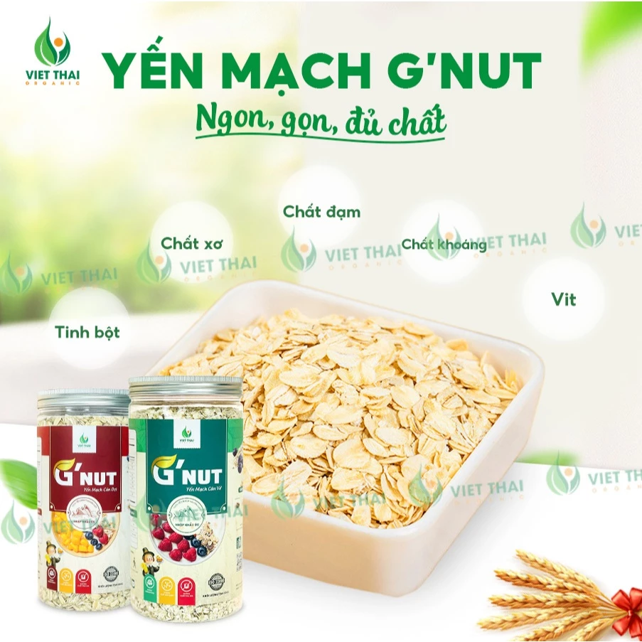 G'Nut 新鮮オーツ麦 砕きオートミール 500g Eatclean ヘルシー （ベトタイオーガニック）