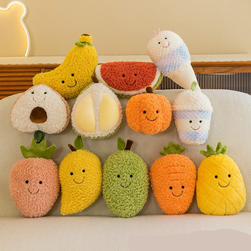 Gấu Bông Rau Củ Cute Size Mini Mềm Lông Xù Hình quả dưa gang ぬいぐるみ ミニサイズ 柔らかいフワフワ 毛並み ぬいぐるみ たこ足型 Gấu Bông  Cute Size Mini Mềm Lông Xù - Hình quả dưa gang