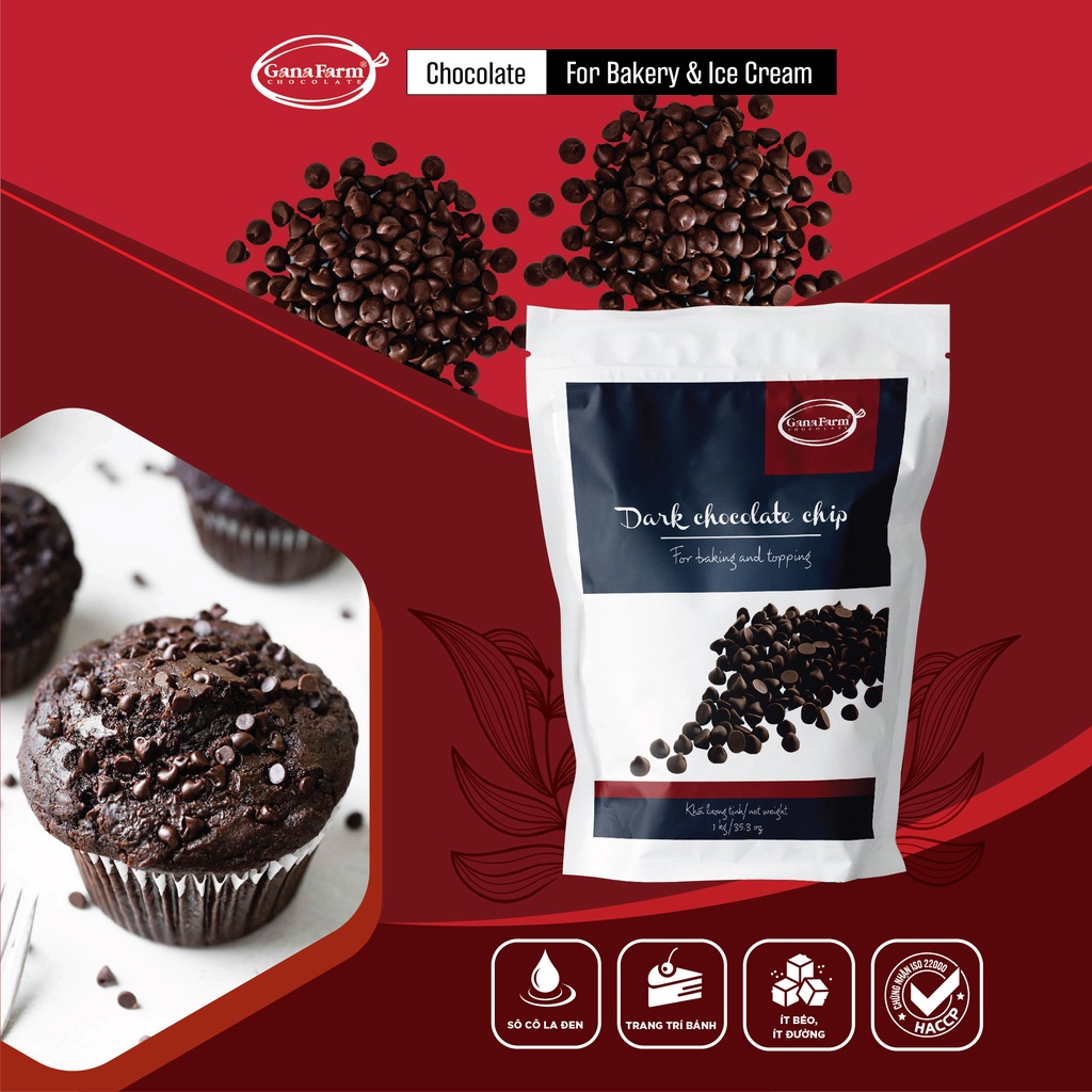 ラックチョコレートチップス ケーキ用 ジップバッグ 1kg SD112 GANAFARM