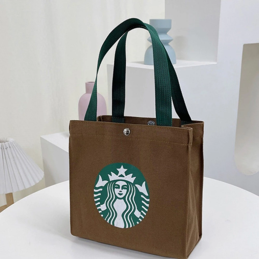 GAOSU スターバックス柄 ナイロン＆オックスフォード生地 トートバッグ ベージュ 防水 大容量 ランチバッグ アウトドアにも