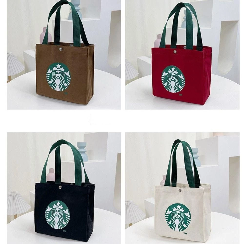 GAOSU スターバックス柄 ナイロン＆オックスフォード生地 トートバッグ ベージュ 防水 大容量 ランチバッグ アウトドアにも
