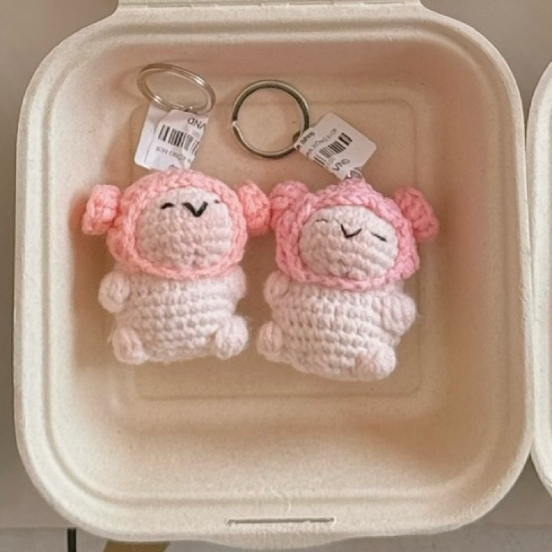 Gieo mầm hạnh phúc Móc Khoá Len Dành Cho Cặp Đôi Couple Đáng Yêu Dễ Thương Handmade - Mẫu số 10 - capybara hồng