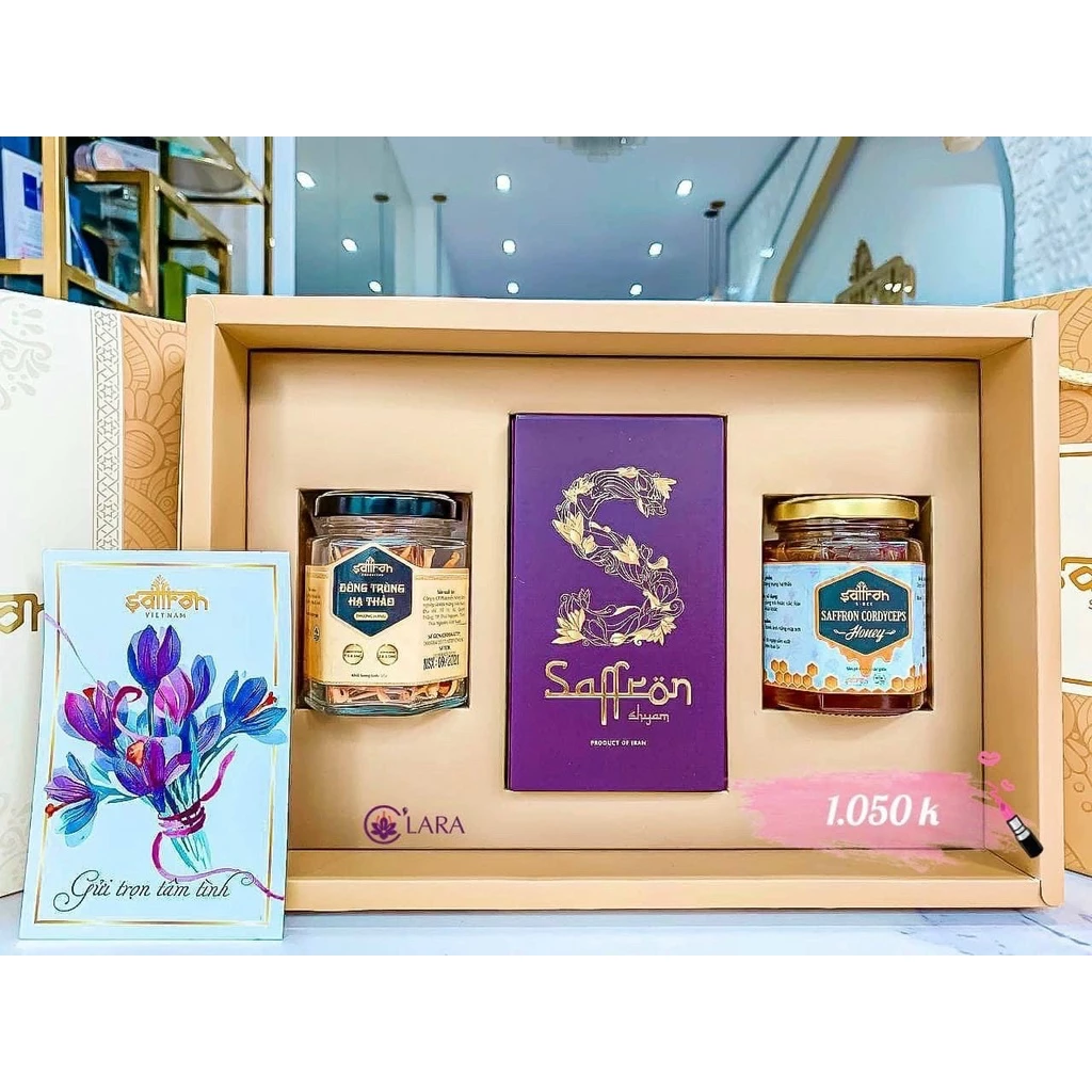 【ギフトセット】イラン産サフラン サラム 1g + 冬虫夏草入りはちみつ + 冬虫夏草