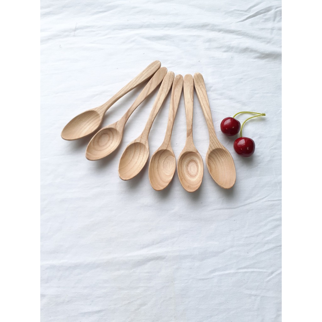 木製スプーン 6本セット 長さ14.5cm x 2.5cm