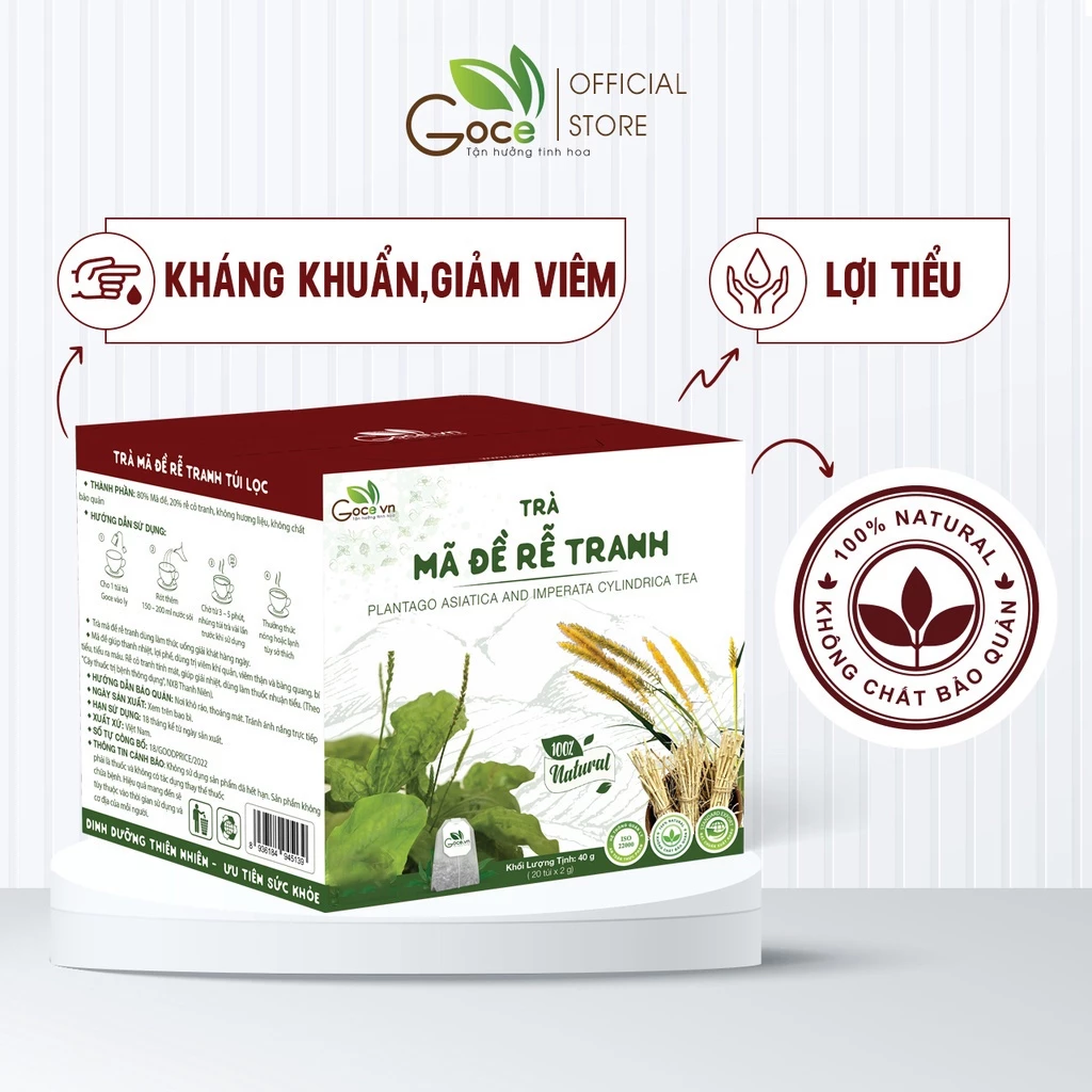 ゴーチェ オオバコ・チガヤ根ブレンドティーバッグ - 利尿・肝臓＆腎臓ケア