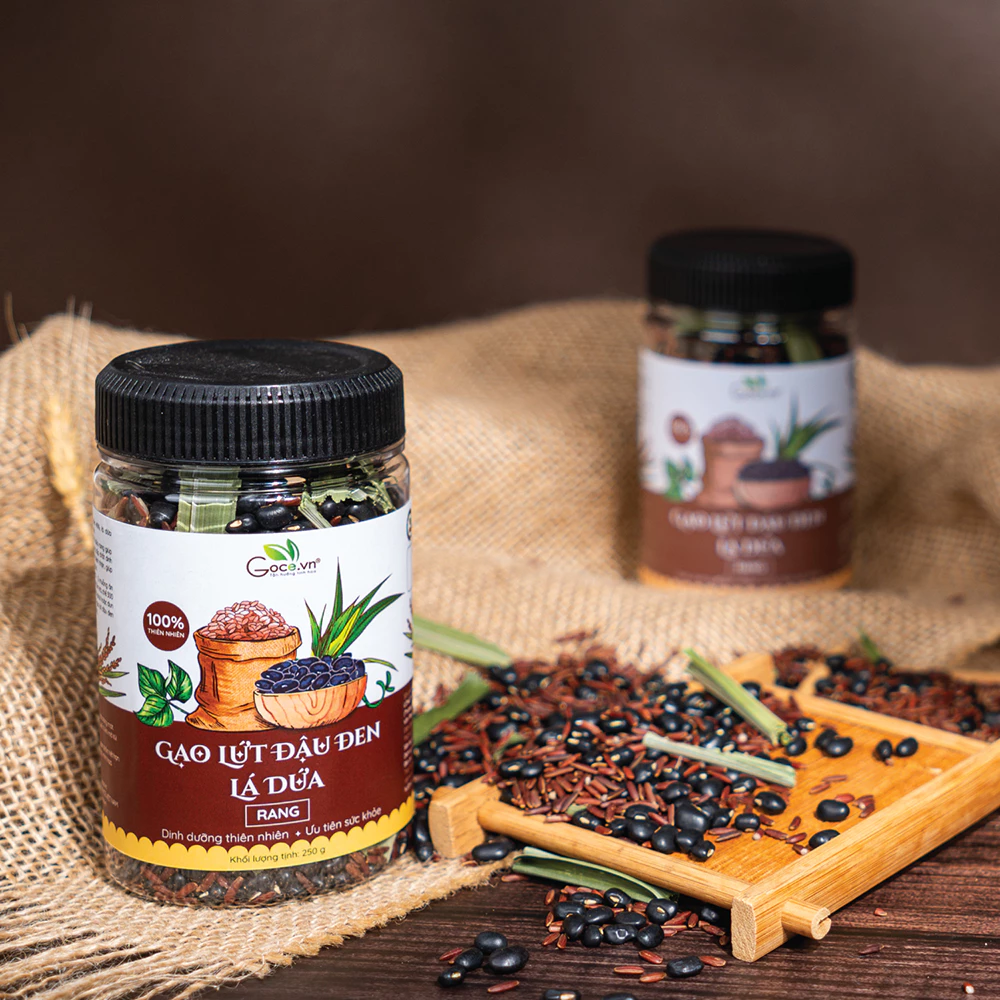 Goce 玄米黒豆パンダンリーフローストティー – 250gボトル