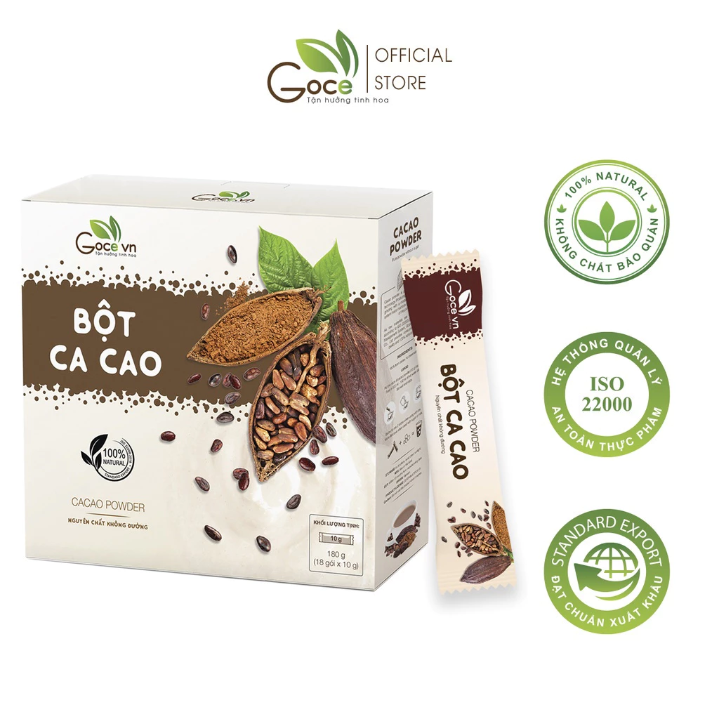 Goce.vn 純粋カカオパウダー 180g (10g×18袋) - 個包装スティック