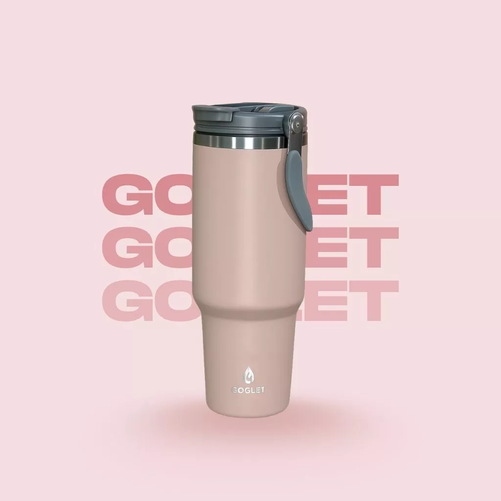 GOGLET – 高性能ハンドル付き魔法瓶 950ml (ミルクピンク) - 超長時間保冷保温