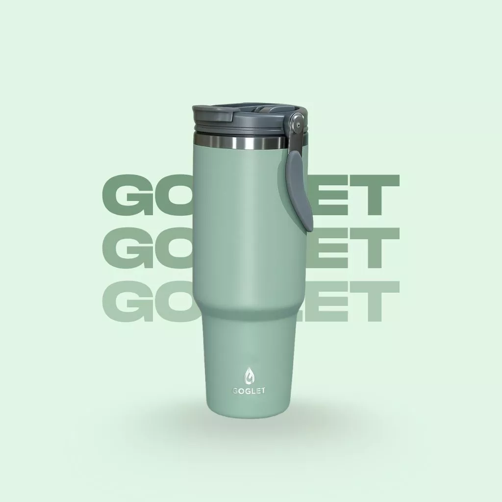 GOGLET – プレミアム保温保冷ボトル 950ml ミントグリーン ハンドル付き – 超長時間キープ
