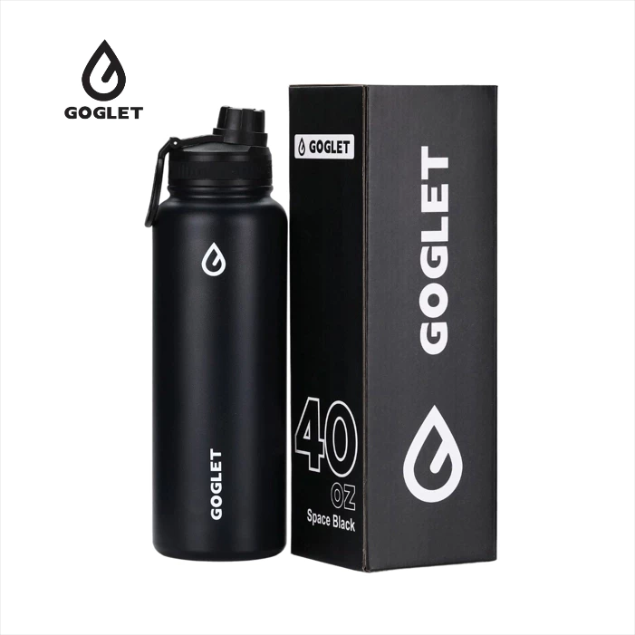 GOGLET スポーツ保冷ボトル - 真空二重構造、長時間保冷、650ml、スペースブラック