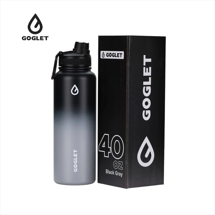 GOGLET スポーツ保冷ボトル – 950ml 大容量、長時間保冷、人気トレンド、ダークグレー