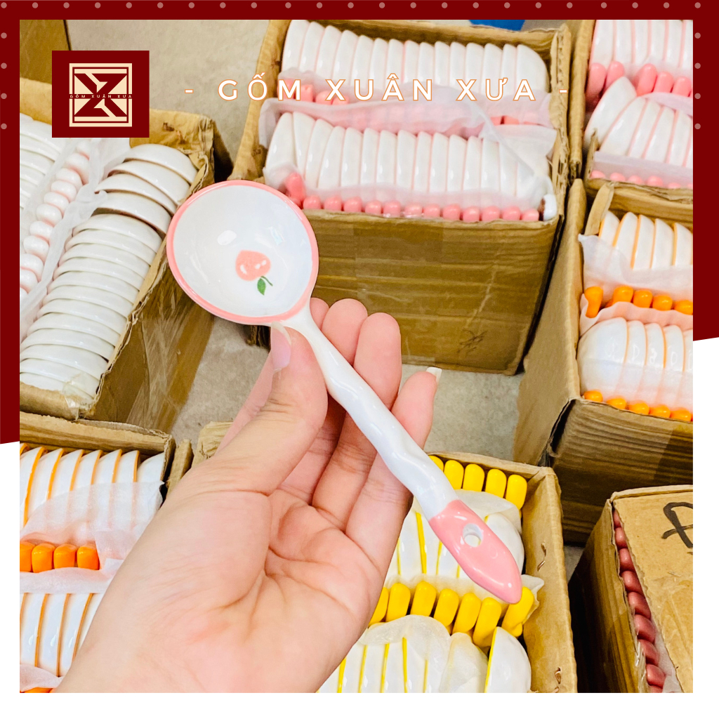 ゴクシュアンスァ フラワーコレクション 花柄陶器スプーン 桃色