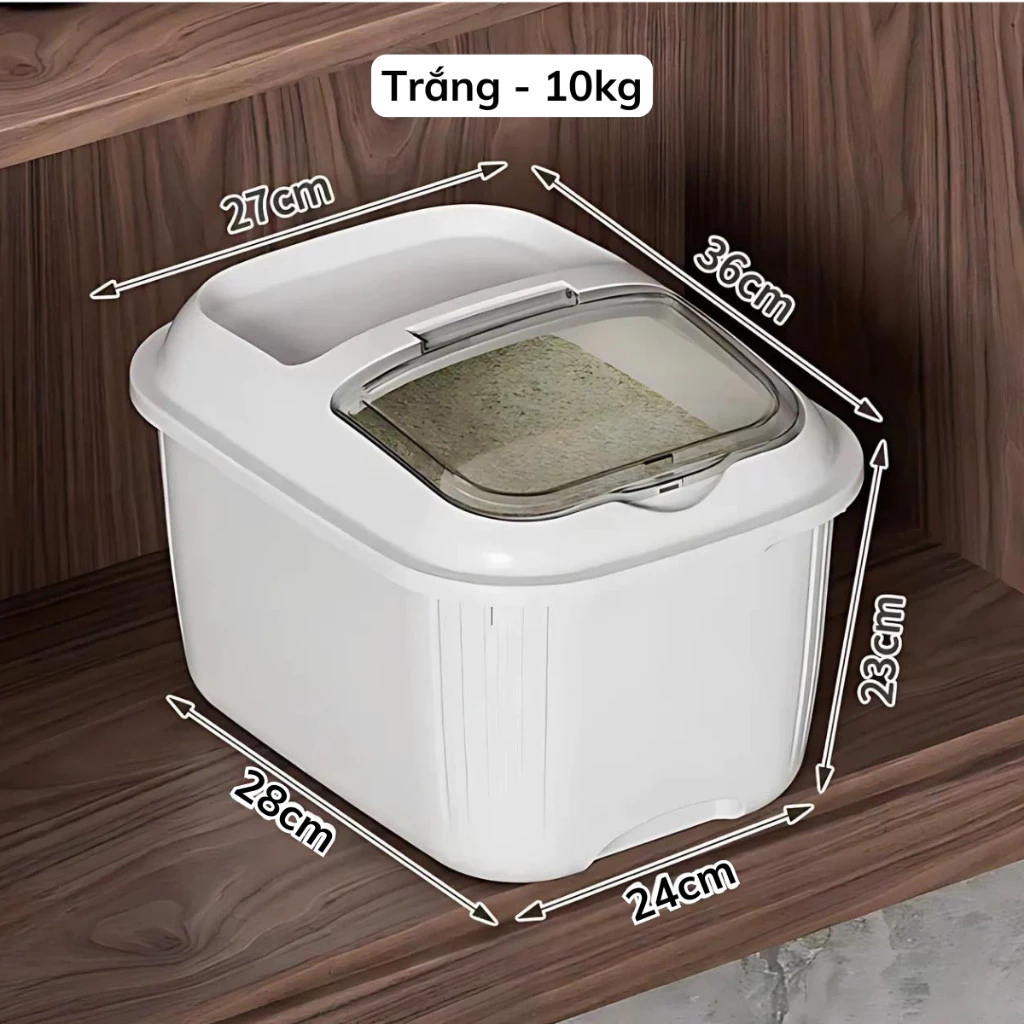 GONHOUSE プレミアムPP樹脂製 防湿・密閉米びつ 10kg (ホワイト) – スマート食品保存容器