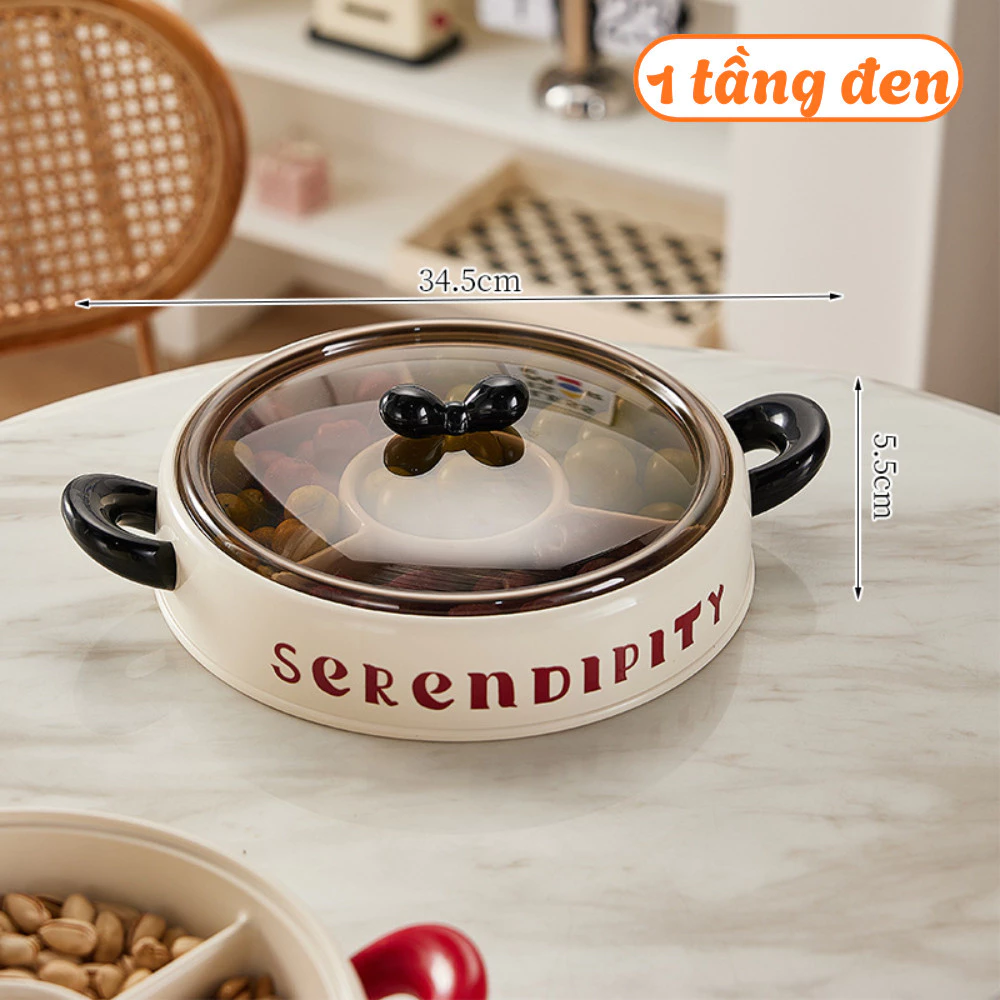 GONHOUSE テトのおもてなしに！透明5仕切りお菓子トレイ 高級フルーツ・菓子容器