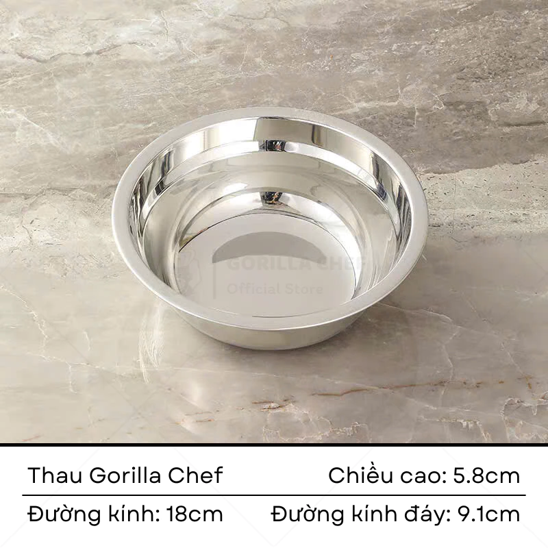 Gorilla Chef 304ステンレス製 万能調理ボウル 18cm - 全熱源対応