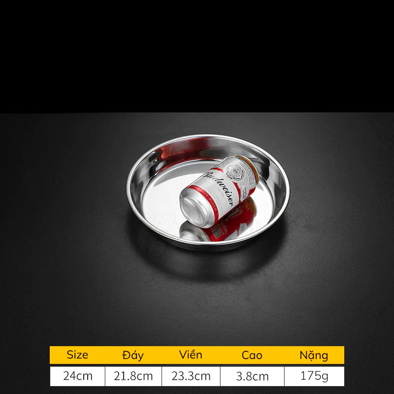 GORILLA CHEF 24cm 平底ステンレス皿 - オーブン・蒸し器対応、多用途調理プレート