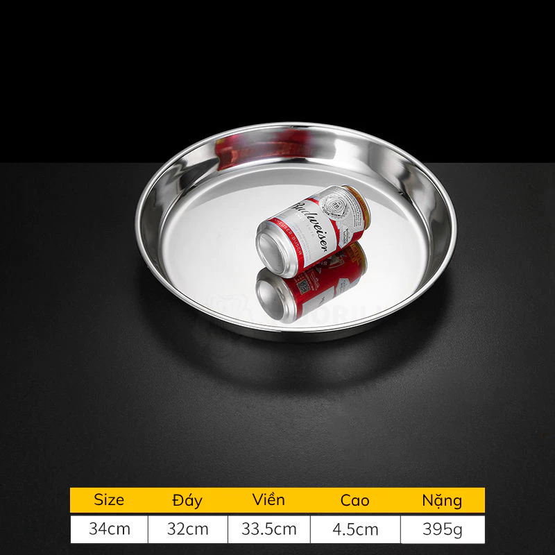 GORILLA CHEF ステンレス製 平底プレート 34cm (蒸し料理・オーブン対応)