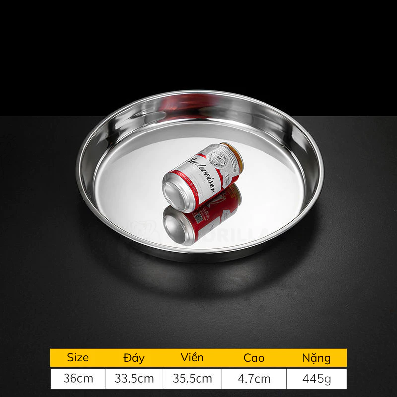 GORILLA CHEF ステンレス製底平皿 36cm – 蒸し料理・オーブン対応 –