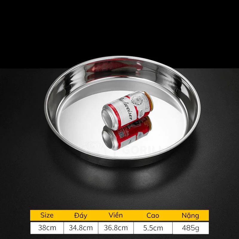 GORILLA CHEF フラット底ステンレスプレート 38cm – 蒸し・オーブン対応