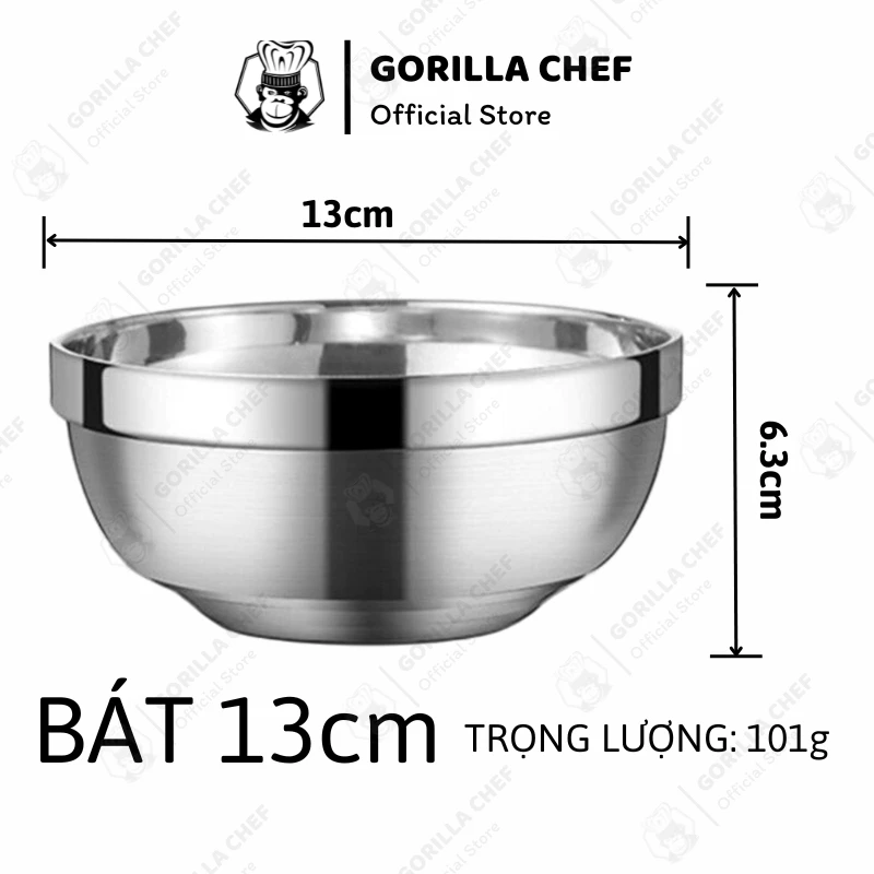 ゴリラシェフ 韓国風 13cm 2層断熱 ステンレス製 ボウル 10個セット (高級厚手タイプ)