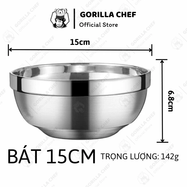 Gorilla Chef (ゴリラシェフ) 高級二層断熱ステンレスボウル 15cm 10点セット - 韓国風デザイン 食卓を彩る