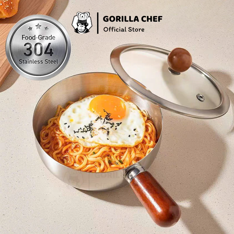GORILLA CHEF 高級ミニ調理鍋 14cm - ラーメン、ゆで卵、離乳食、ミルクに最適！