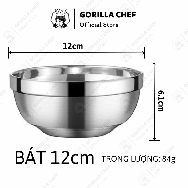 ゴリラシェフ 高級ステンレス製12cm 韓国風二重構造断熱ボウル10点セット