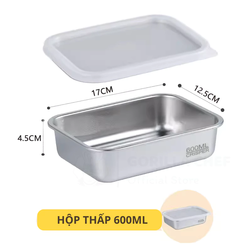 ゴリラシェフ ステンレス食品保存容器 600ml 低型 冷蔵冷凍対応 BPAフリー