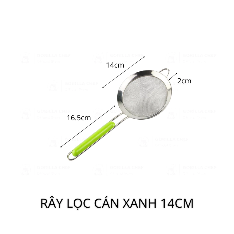 ゴリラシェフ 超微細 ステンレス製 ストレーナー 14cm - 粉ふるい・こし器・耐熱ハンドル・フック付き