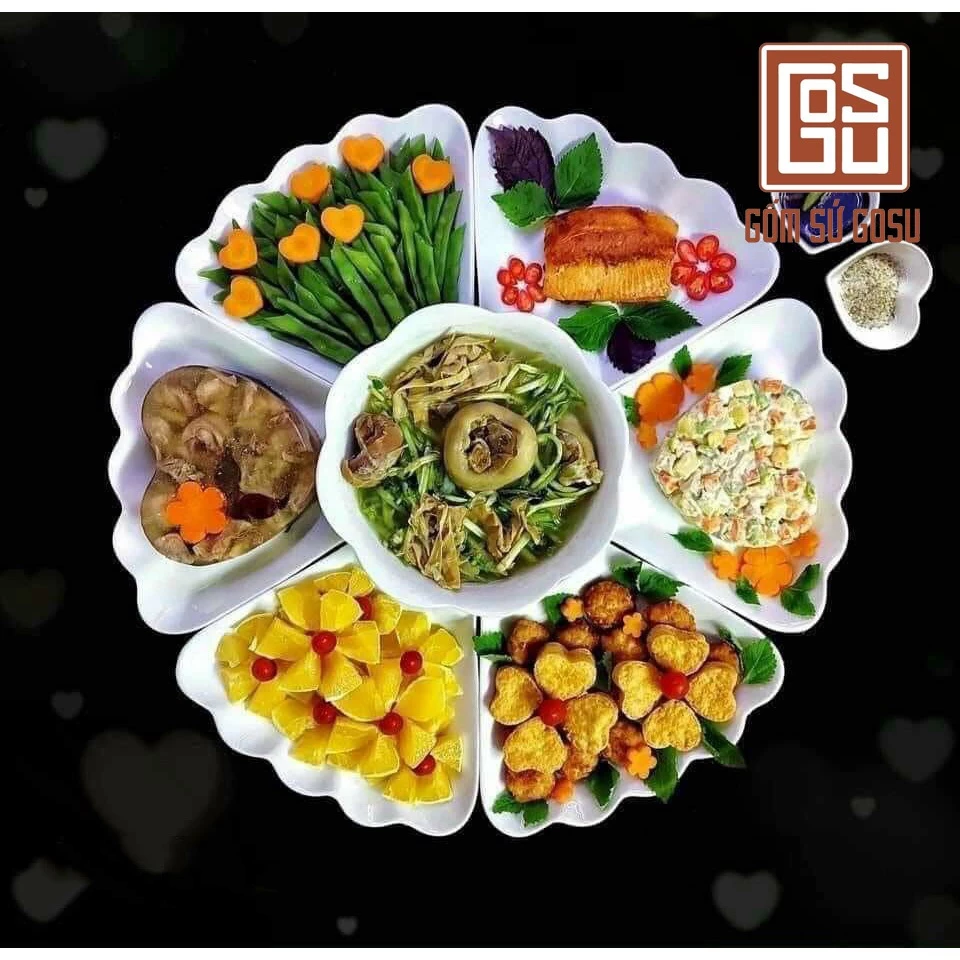 バッチャン焼き ゴースー ひまわり柄 7点食器セット (上質・厚手)