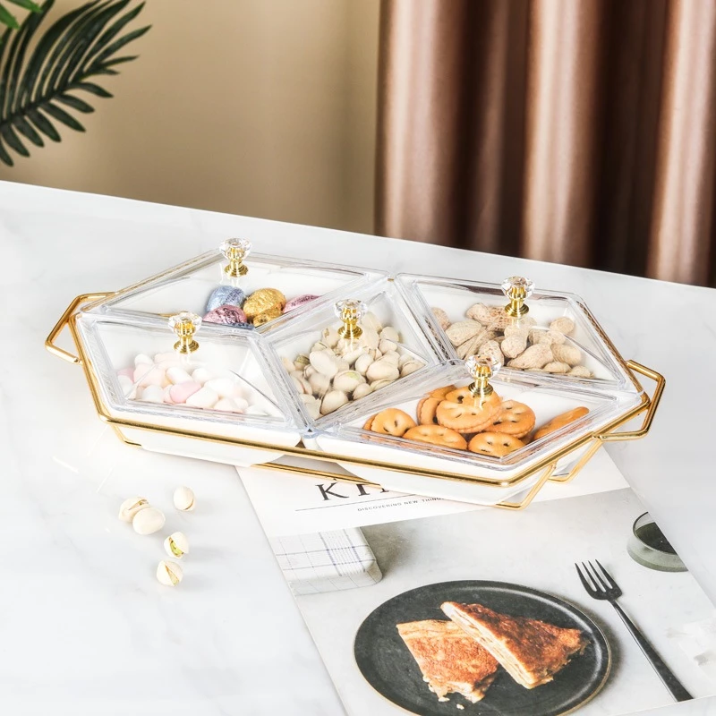 ゴースーブランド ダイヤモンド型 陶器製 艶やか豪華テト用お菓子トレイ