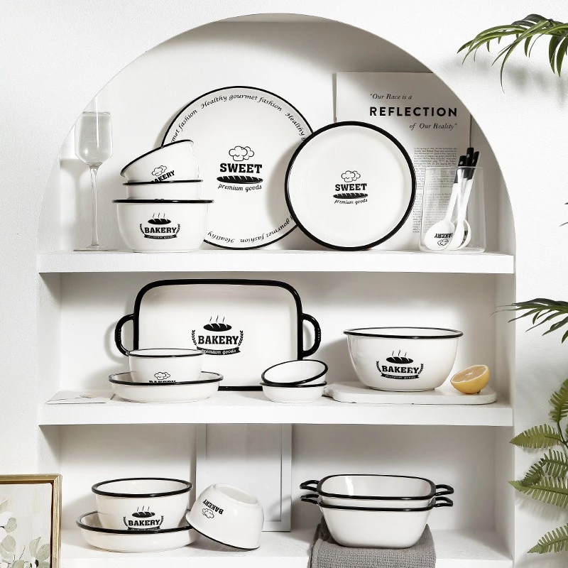 Gosuブランド ヨーロッパ風 ベーカリー柄 食器セット - モダンで上品な食卓を演出