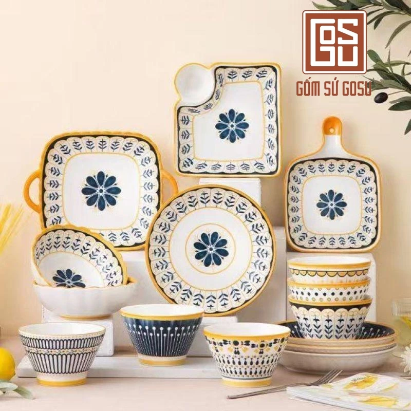 ゴスブランド 北欧風土錦柄食器セット 艶やか美釉薬 上質タイプ1