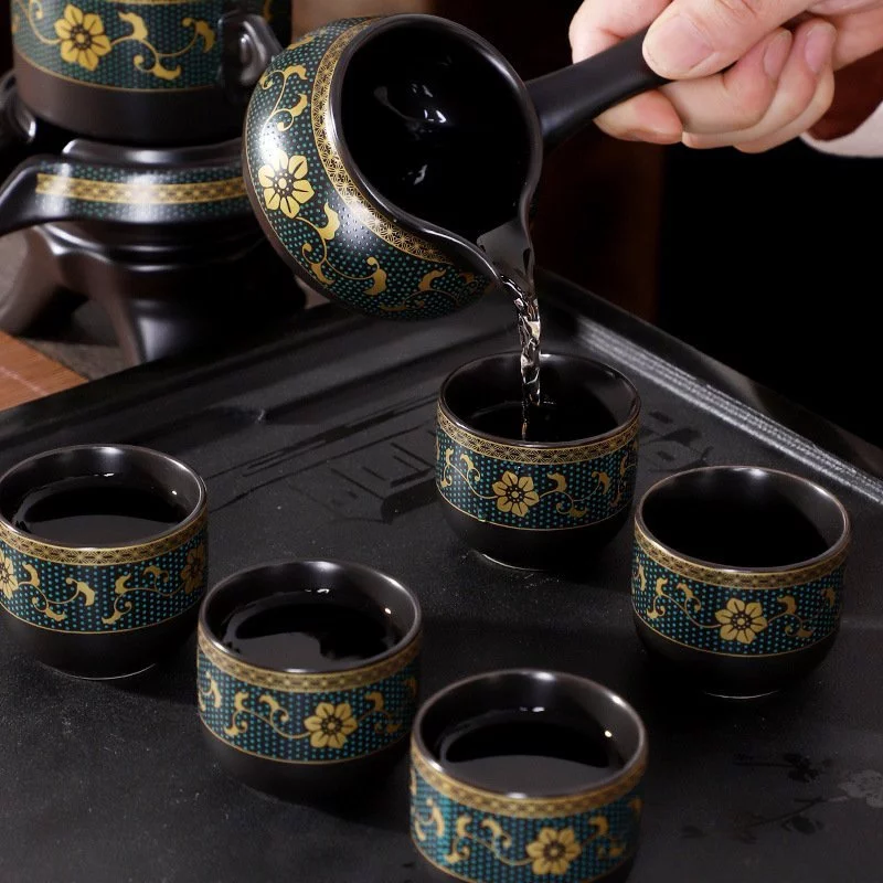 ゴス 陶磁器製「コイサイ」回転式ティーセット - 伝統的なお茶体験を