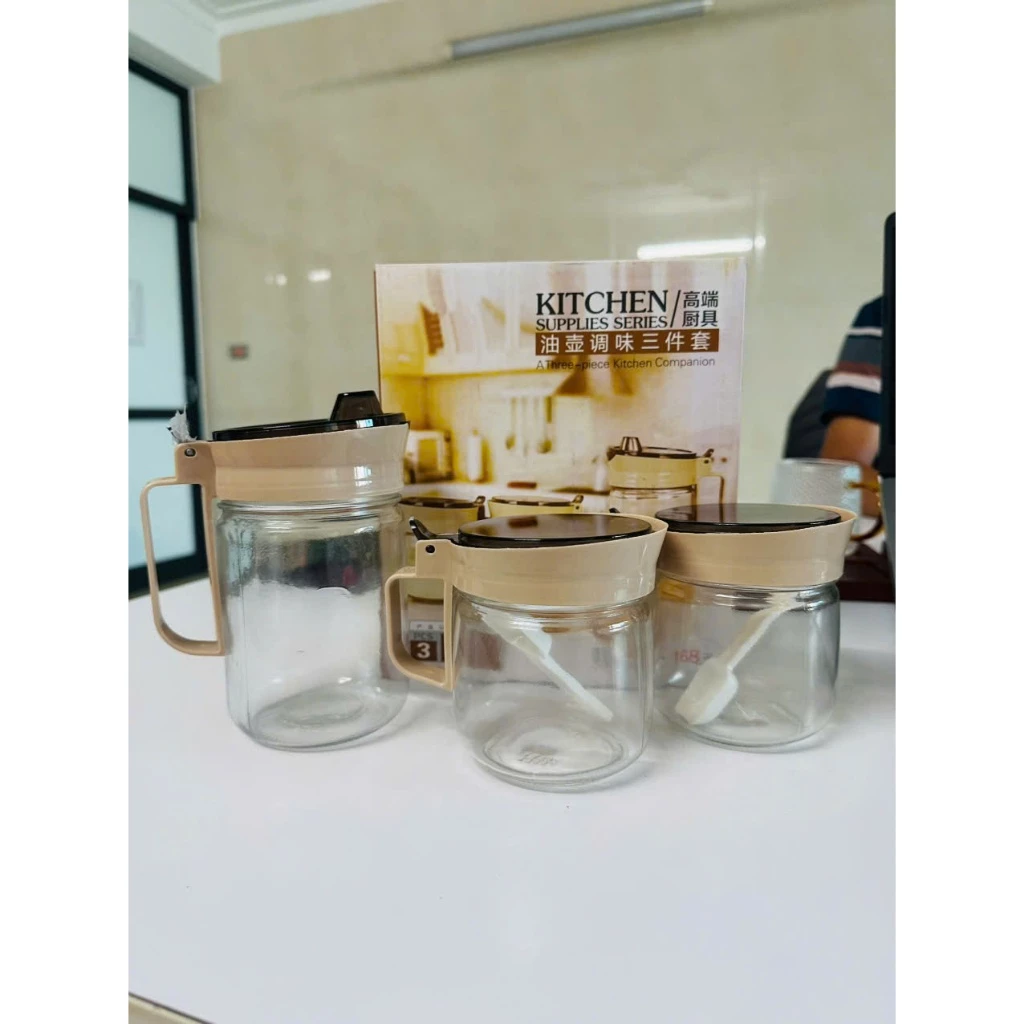 Gosu ガラス製調味料入れ 3個セット | キッチンを彩るスパイス収納