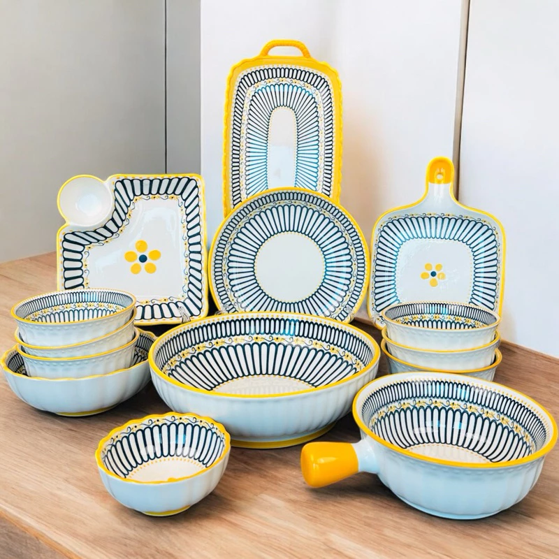 Gosu 和菊柄食器セット 15点 光沢セラミック - 食卓を彩る美濃焼風デザイン