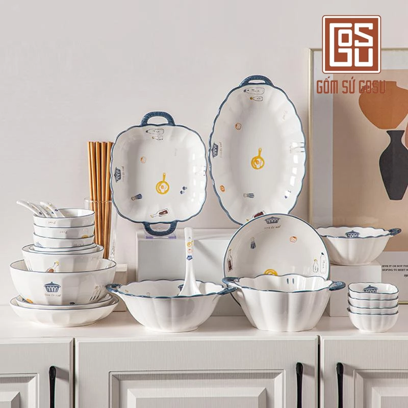 ゴースー 北欧デザイン柄入りセラミック食器セット - 電子レンジ・食洗機対応