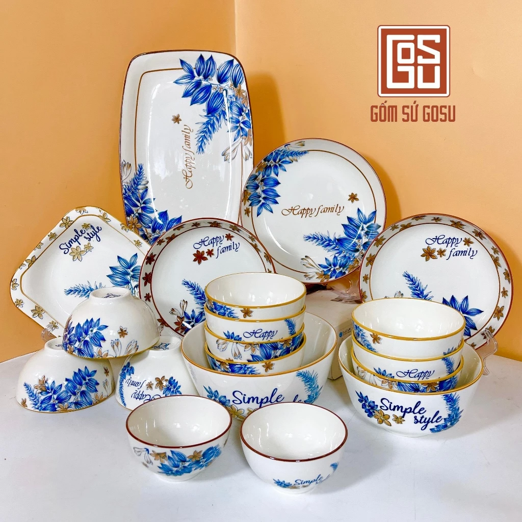 Gosu高級食器セット | 緑の葉モチーフ | 鮮やかで独創的なデザイン