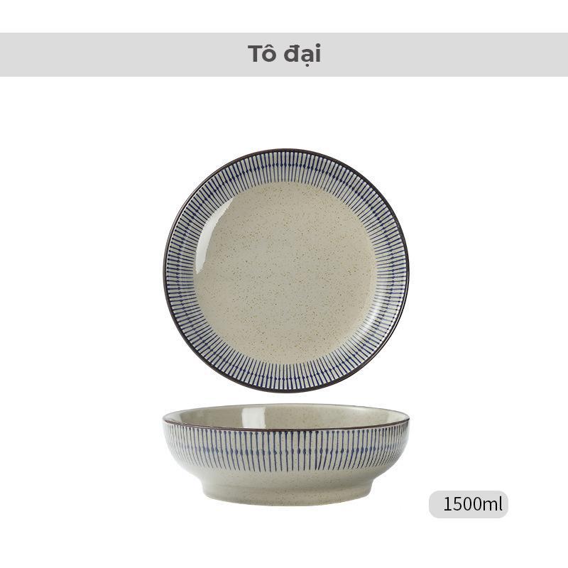 GOSU 古風釉薬 高級セラミック スープ用大皿 伝統的デザイン 23cm径 ベトナム陶芸