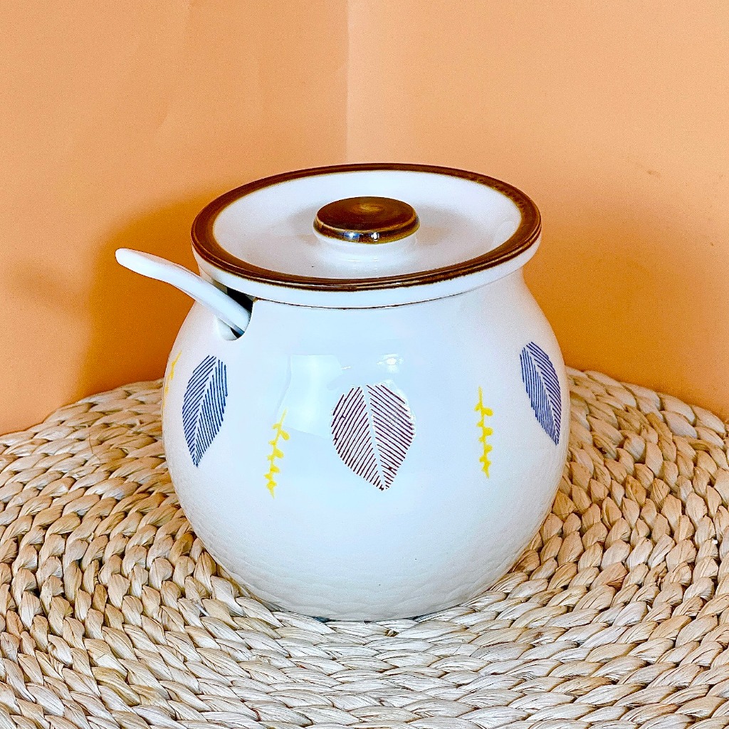 Gosu 磁器 茶碗 葉柄 ブラウンエッジ プレミアムエナメル 手描きデザイン 陶器ボウル