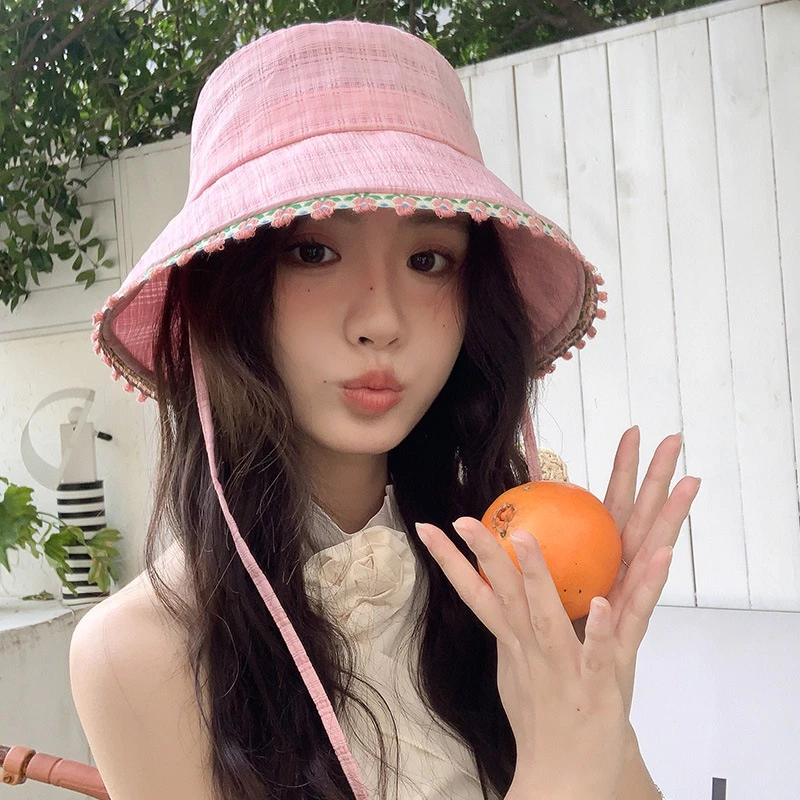 GOÛT DE JUN リバーシブル バケットハット レディース 夏用ビーチハット（花柄＆ストライプ・UVカット）