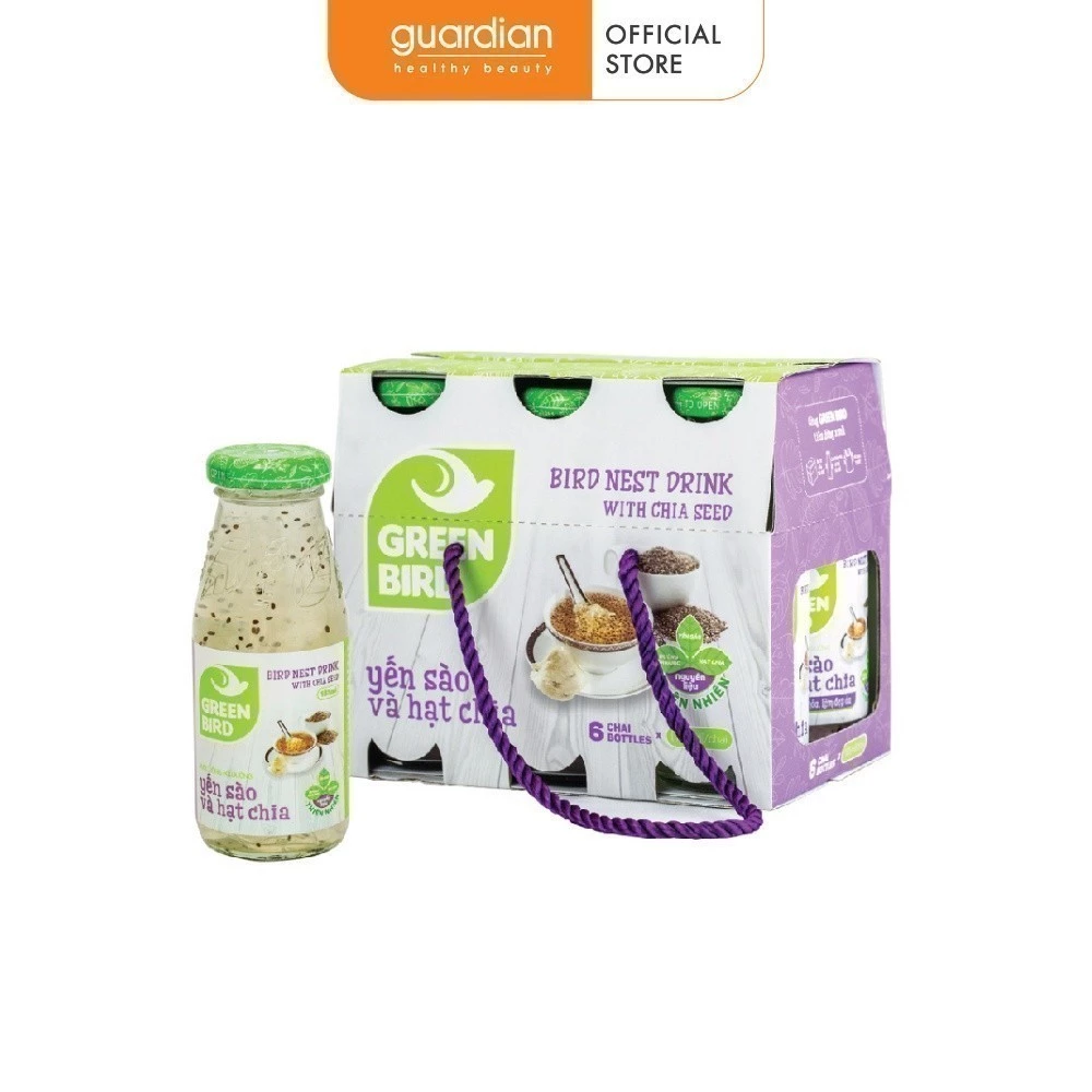「グリーンバード」燕の巣＆チアシード入り アンチエイジングドリンク 185ml x 6本セット