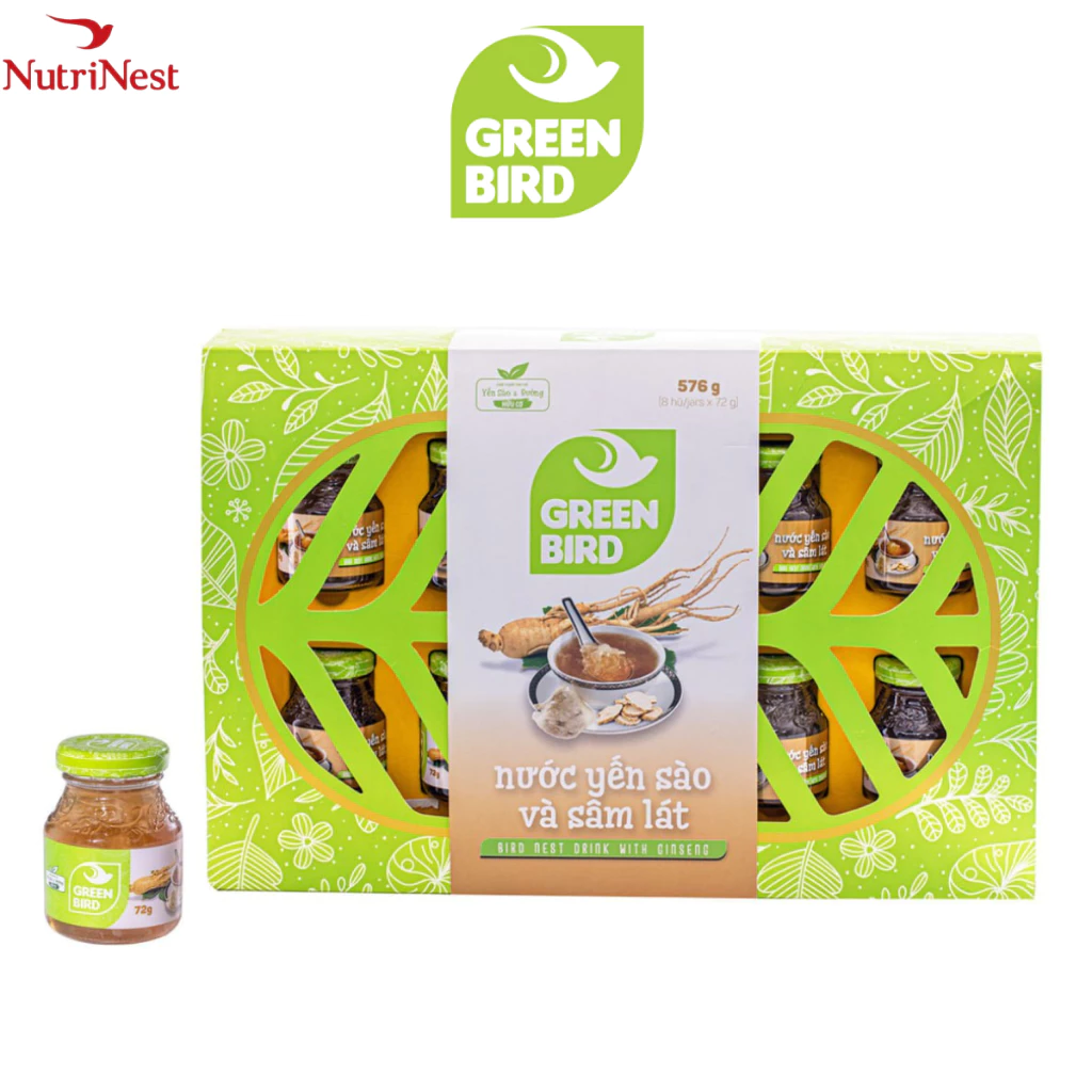 Green Bird 有機ツバメの巣＆高麗人参スライス入り ギフトボックス 8瓶セット (免疫力UP) 72g