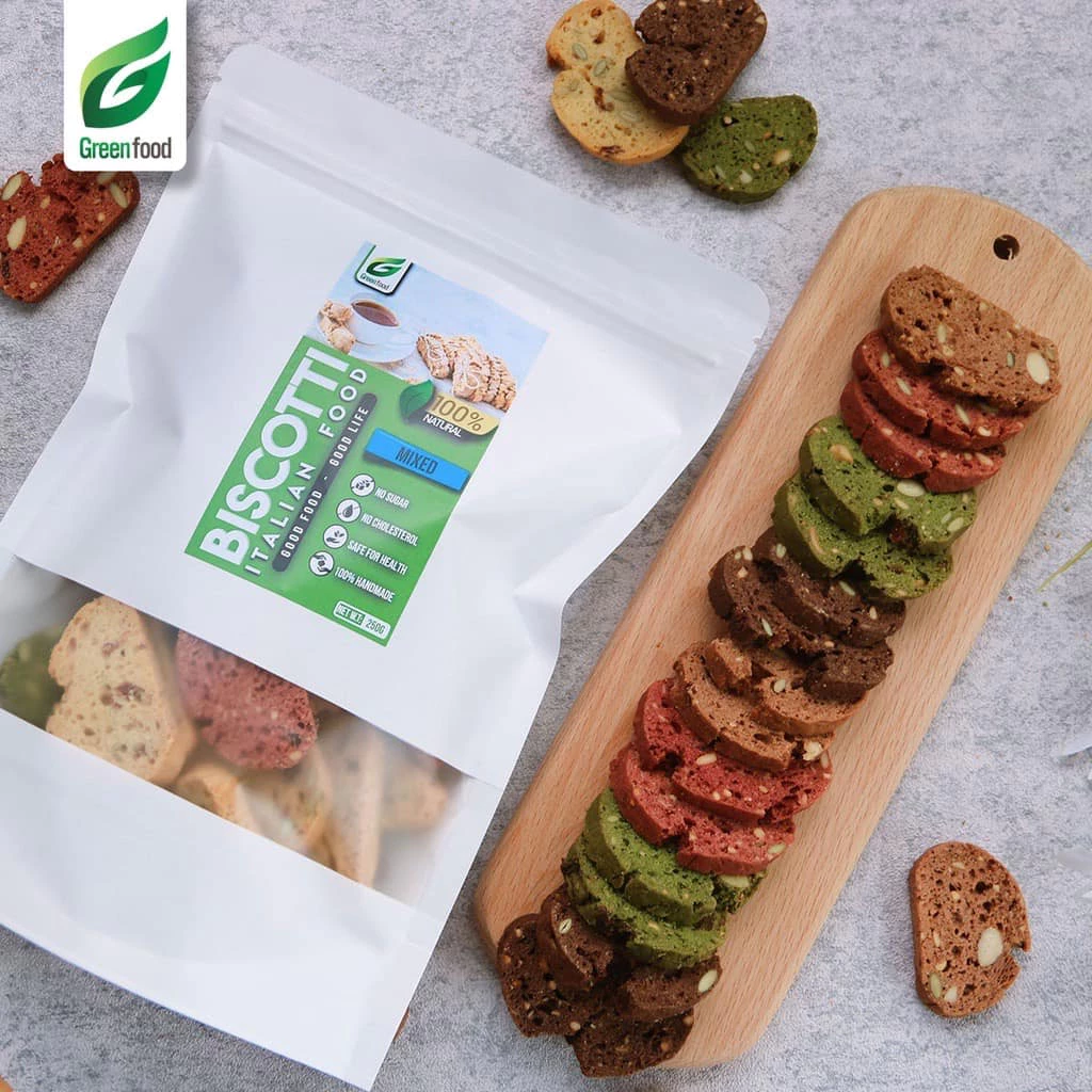 GreenFood チョコビスコッティ 250g - 全粒粉ナッツ＆シードミックス ヘルシーで美味しい