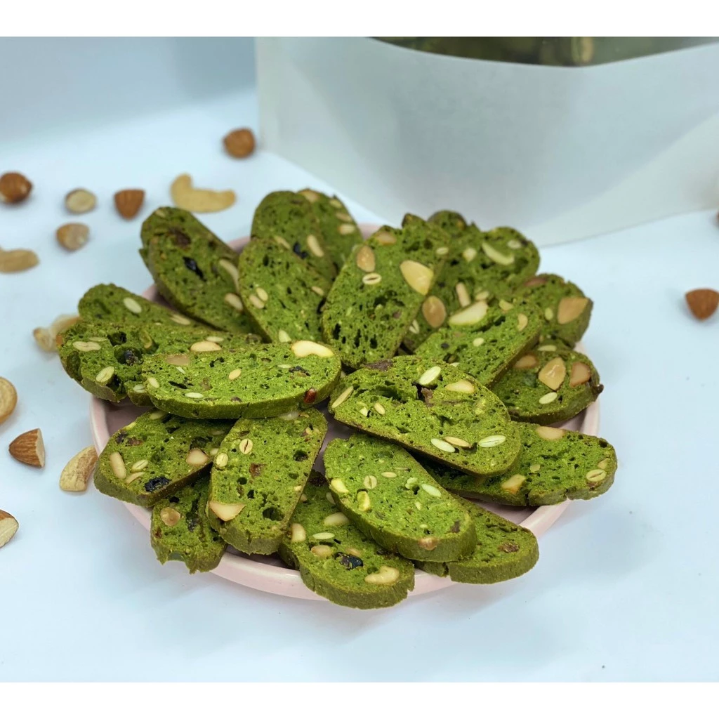 GreenFood 抹茶ビスコッティ (250g) - 全粒粉ナッツ＆ドライフルーツ入りヘルシースナック