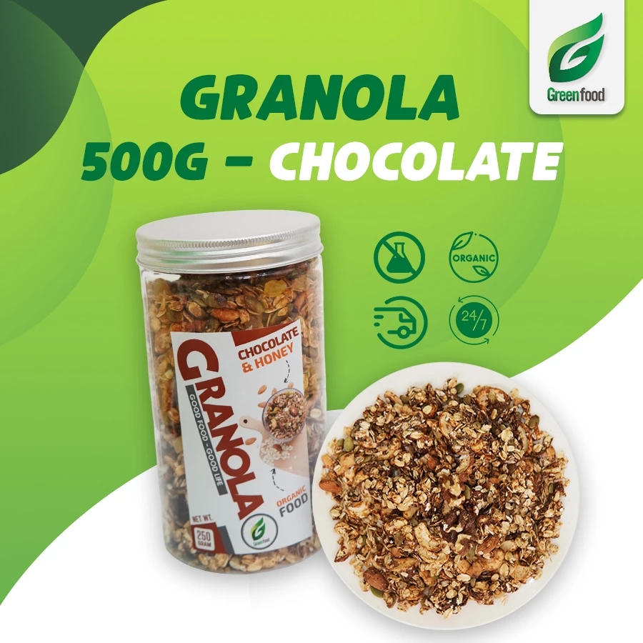【GreenFood】濃厚チョコレートミックスナッツグラノーラ (500g) - ヘルシー栄養満点シリアル