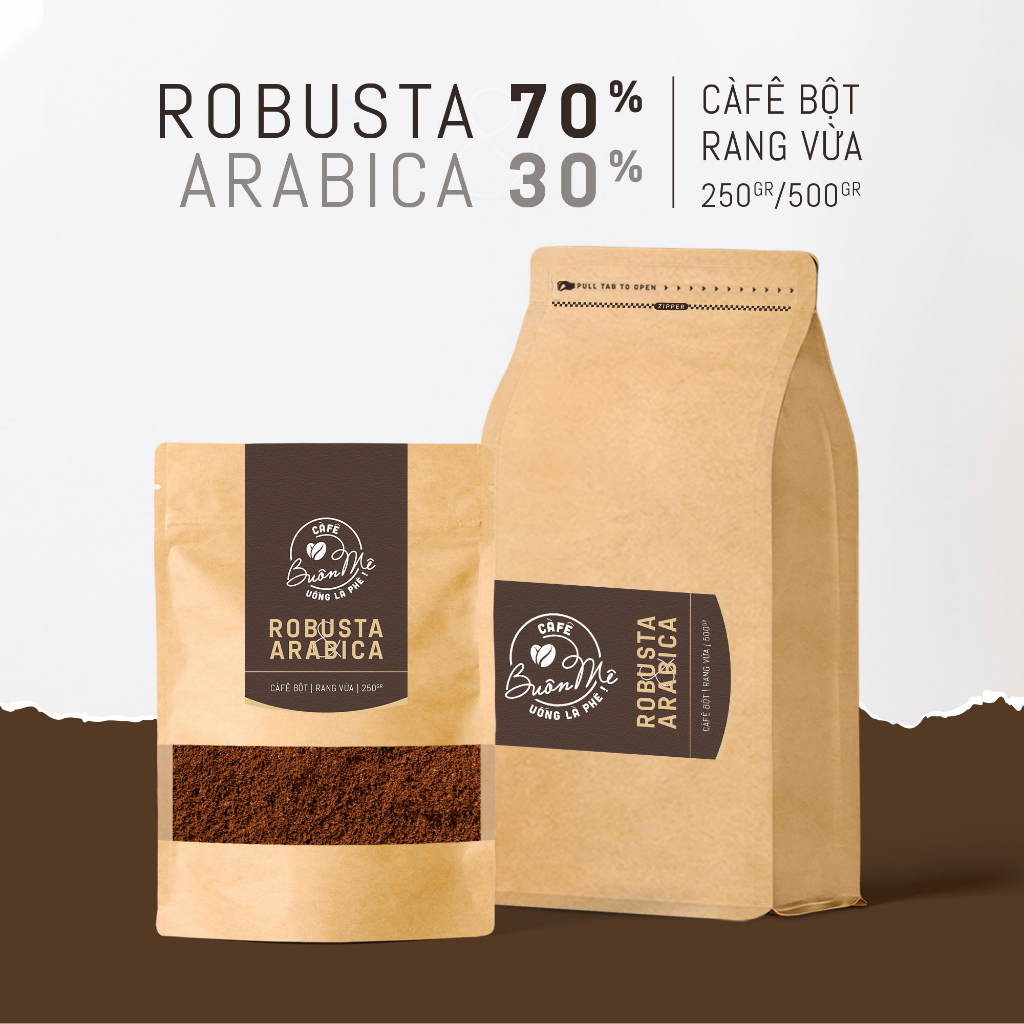 コーヒー粉 (ロブスタ 70 混合アラビカ 30) ロースト純木 69 BUON ME フィルター用 500g